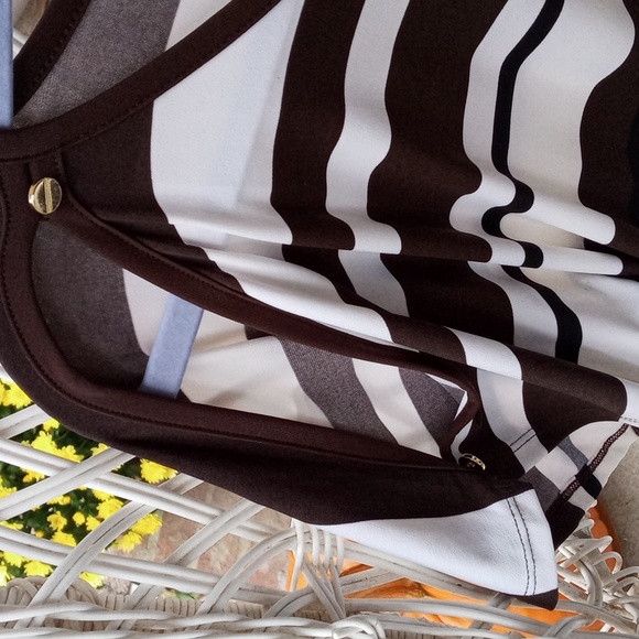 Chico's Collection Cold-shoulder Striped Elastiziedwaist with tie belt Maxidress - Picture 3 of 7